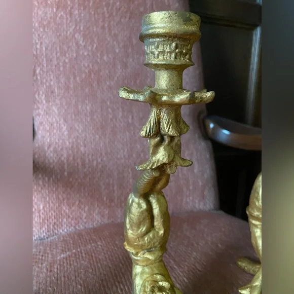 Vintage Candlestick Holders Asian Acrobat Pair